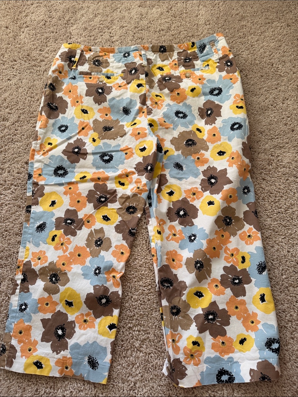 Madison Studio Floral Capris - Yellow, Blue & Brown - Picture 4 of 4